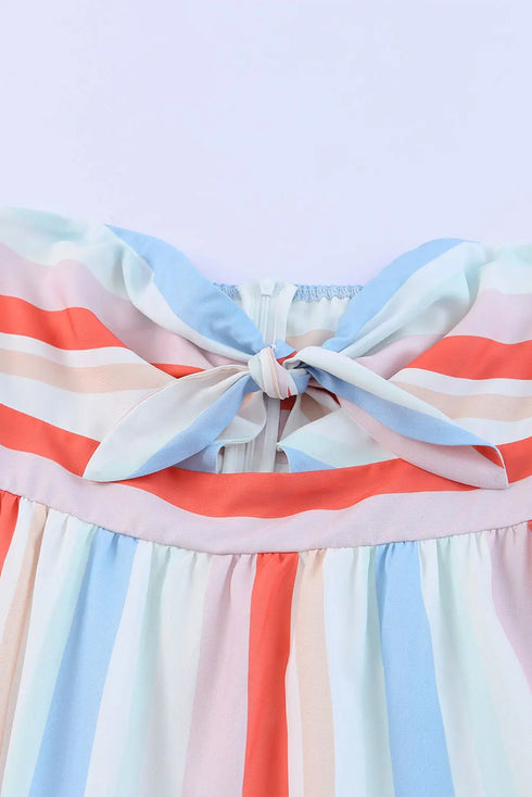'Umara' Striped Strapless Dress - Celes Fashion